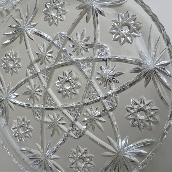 Vintage Anchor Hocking Star Of David Prescut Glass Plate 13.5" - Picture 5 of 15